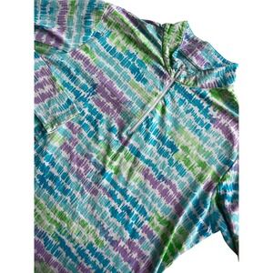 ICIKULS Women's XL Long Sleeve Quarter Zip Pullover Top Multi Color Print vented